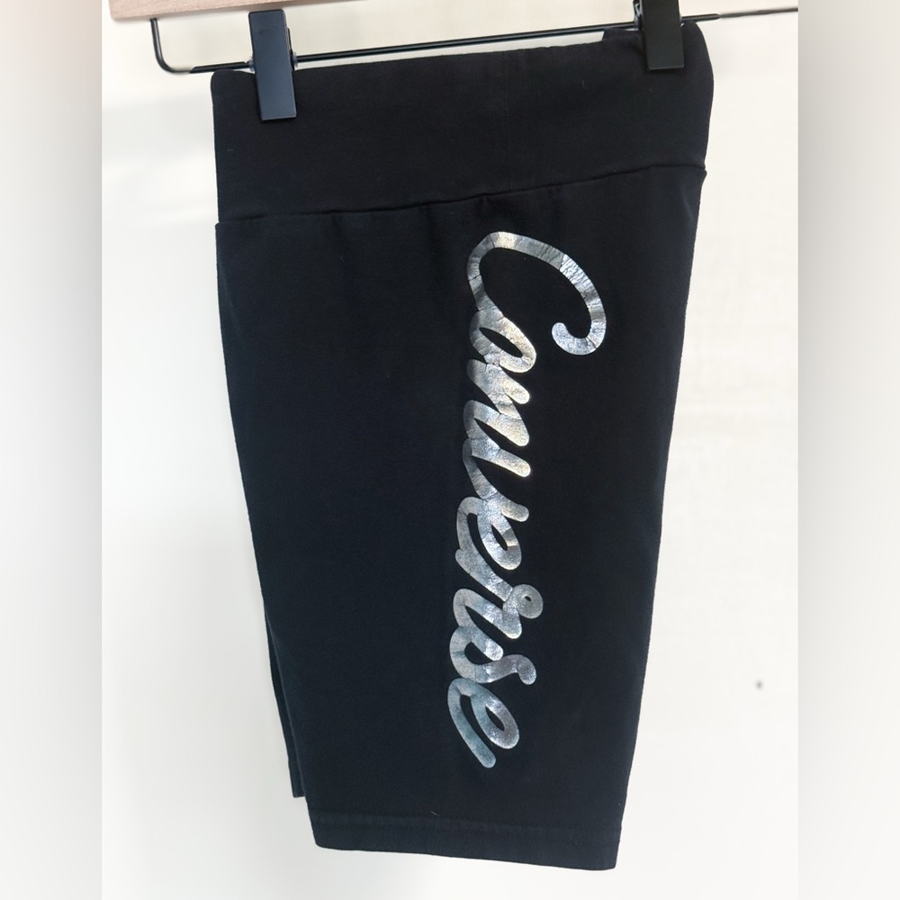 Converse Girls Biker Shorts 10/12 Black Silver Logo Stretch